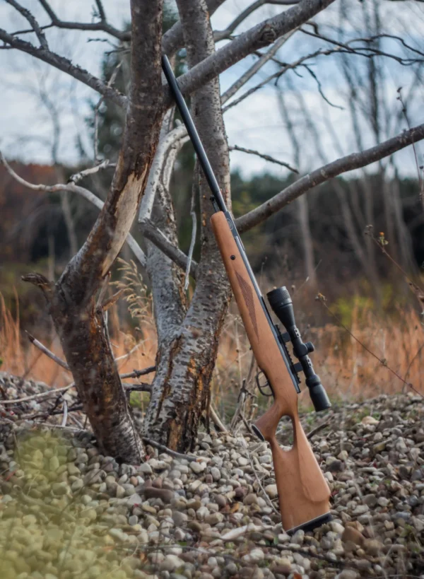 Benjamin Trail XL Break Barrel Rifle CMT7SXW Leaning on a Tree Outdoors