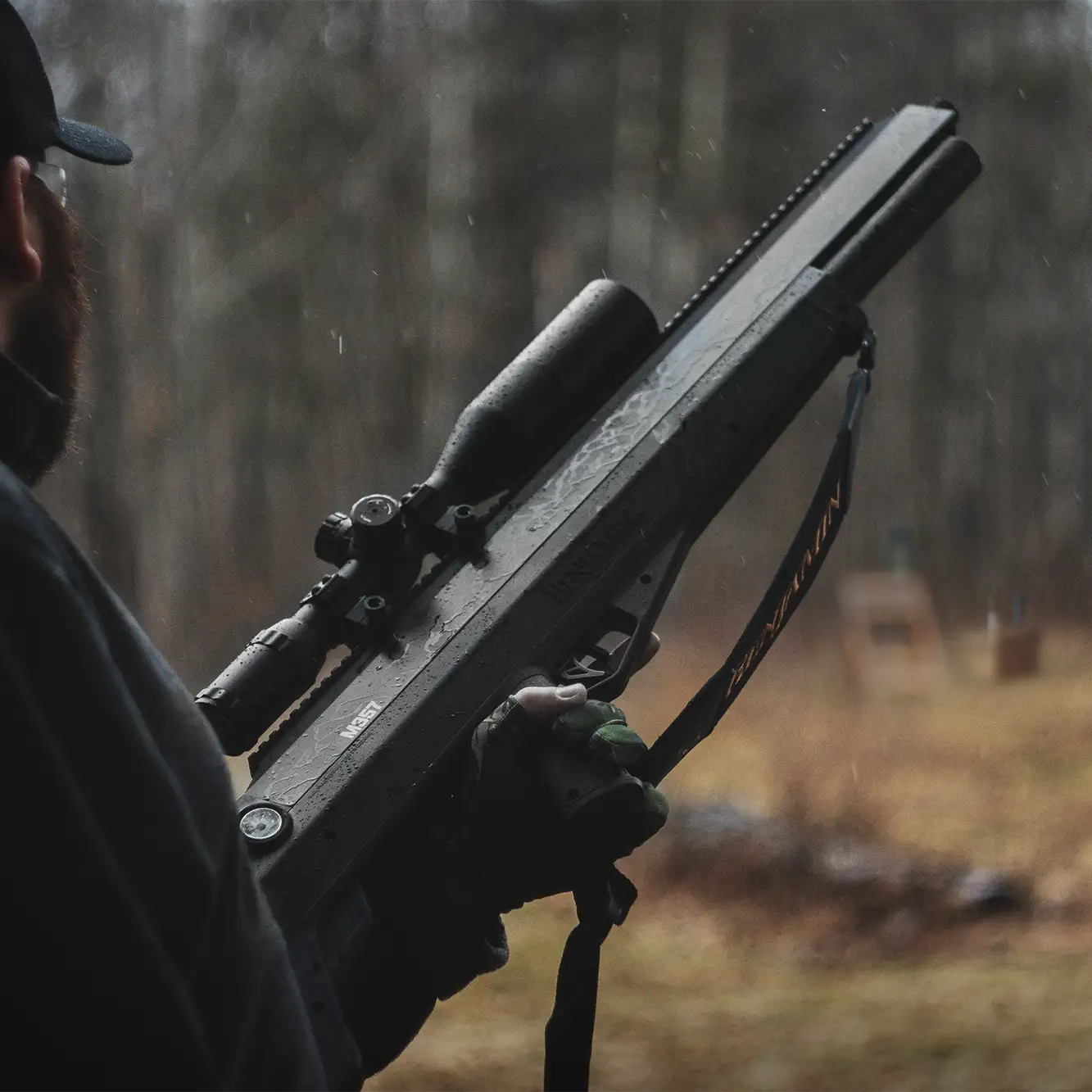 Benjamin Bulldog M357 BPBM3S BPBM3KA Outdoor Lifestyle Man Walking Through Yard Idle